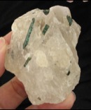 Hand Size Blue-Green Tourmaline in Quartz