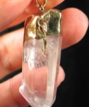 Semi Polished Twin Quartz Pendant w/Amethyst Phantom